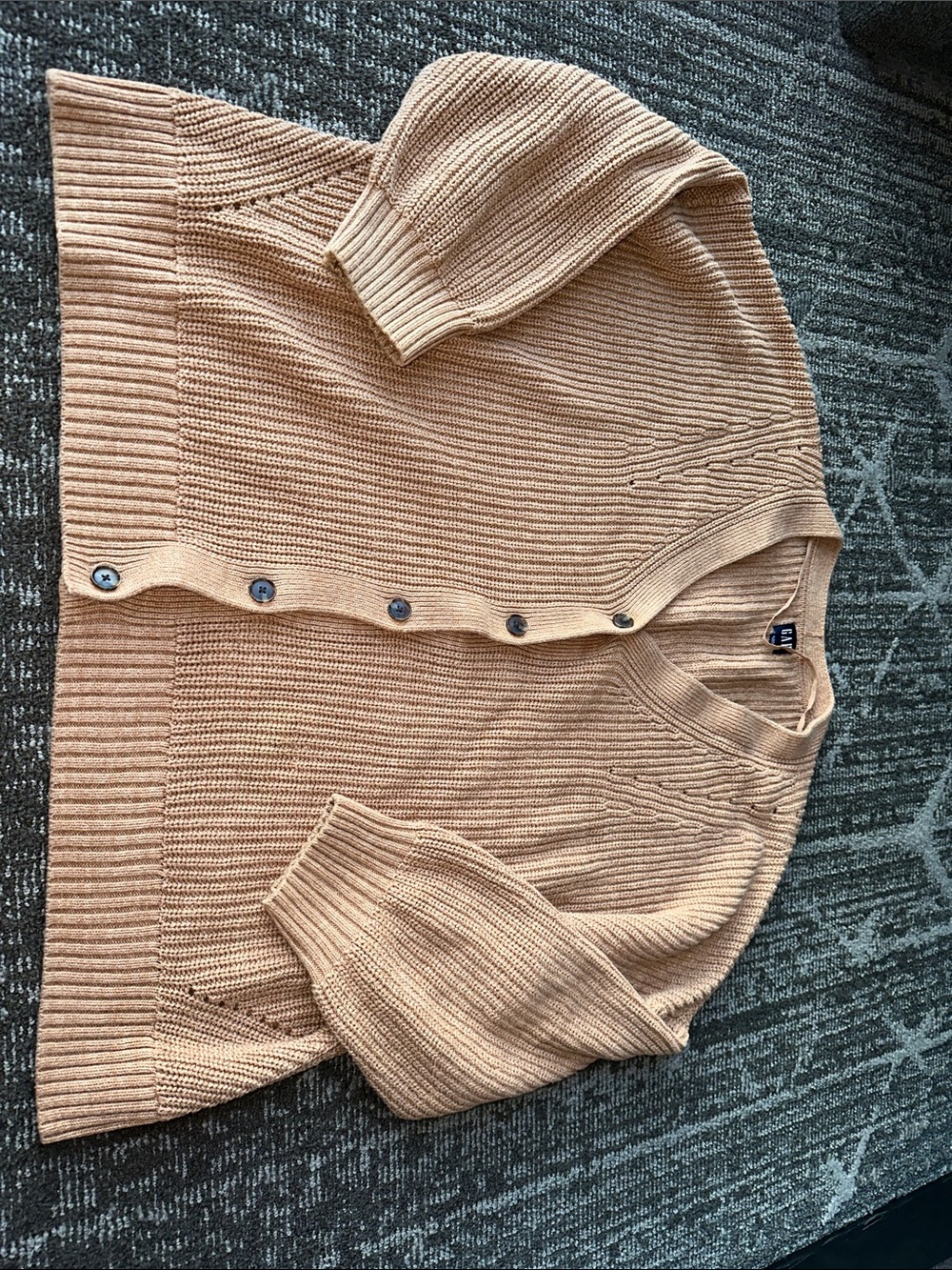 GAP Beige Ribbed Button-Front Cardigan